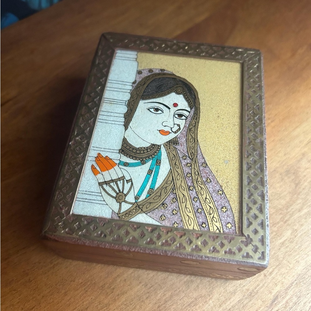 Vintage Handmade Wooden Jewelry Box Made In India